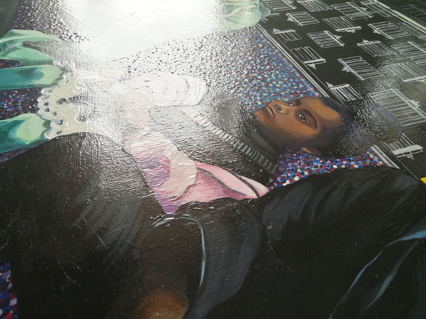 Der pinke Glitzer Rucksack | Impressionistisches Acrylgemälde | Berliner Szene