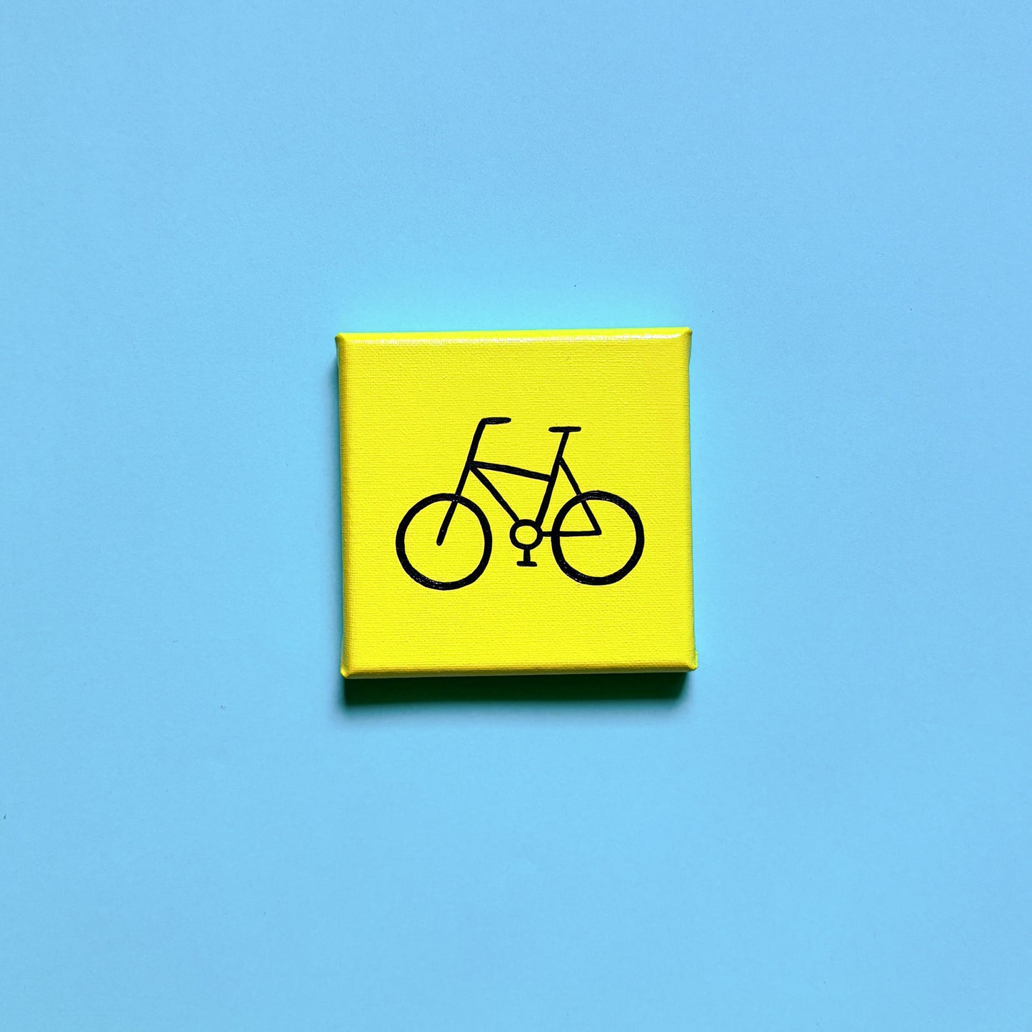 Berliner Kunst | Fahrrad | BVG Icon | Mini Acrylbild 10x10 | Handgemaltes Unikat aus Berlin auf Leinwand | gelber Hintergrund mit schwarzen 