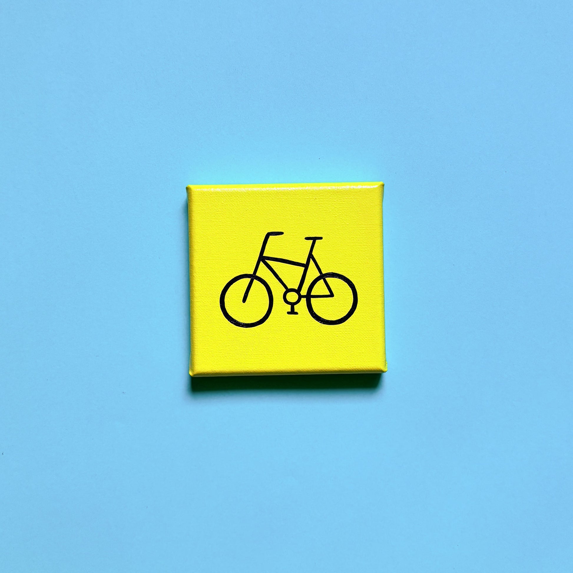 Berliner Kunst | Fahrrad | BVG Icon | Mini Acrylbild 10x10 | Handgemaltes Unikat aus Berlin auf Leinwand | gelber Hintergrund mit schwarzen 