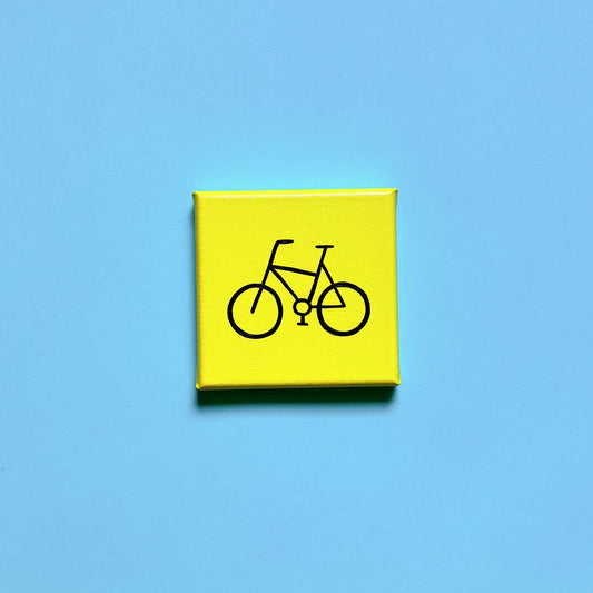 Berliner Kunst | Fahrrad | BVG Icon | Mini Acrylbild 10x10 | Handgemaltes Unikat aus Berlin auf Leinwand | gelber Hintergrund mit schwarzen 