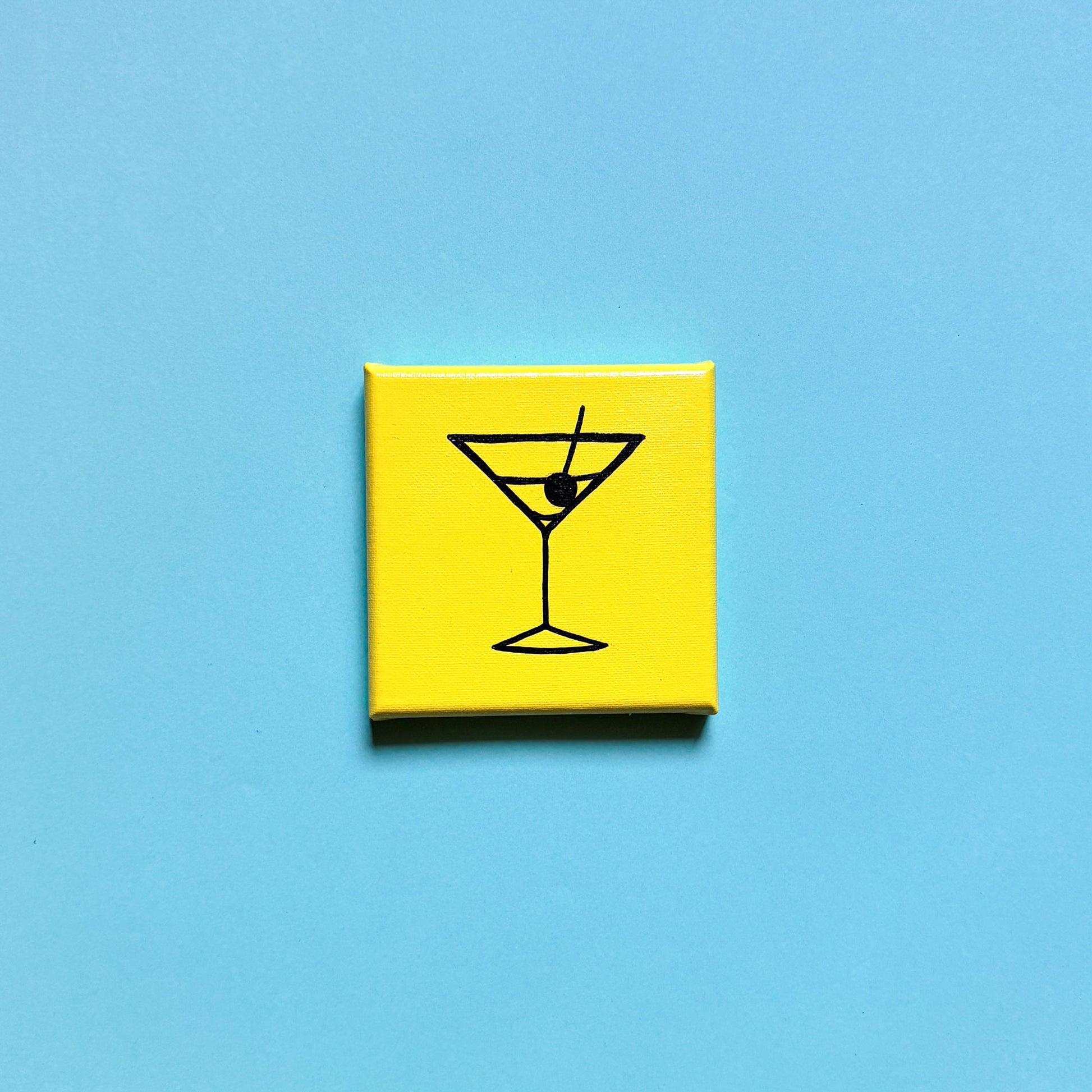 Berliner Kunst | Martini | BVG Icon | Mini Acrylbild 10x10 | Handgemaltes Unikat aus Berlin auf Leinwand | gelber Hintergrund mit schwarzen 