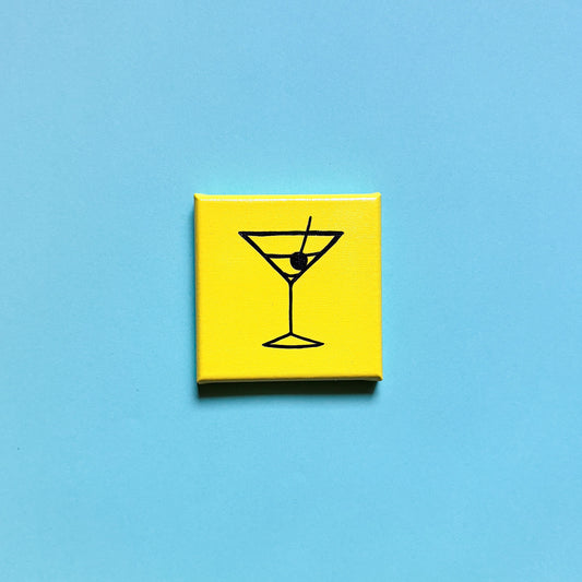 Berliner Kunst | Martini | BVG Icon | Mini Acrylbild 10x10 | Handgemaltes Unikat aus Berlin auf Leinwand | gelber Hintergrund mit schwarzen 