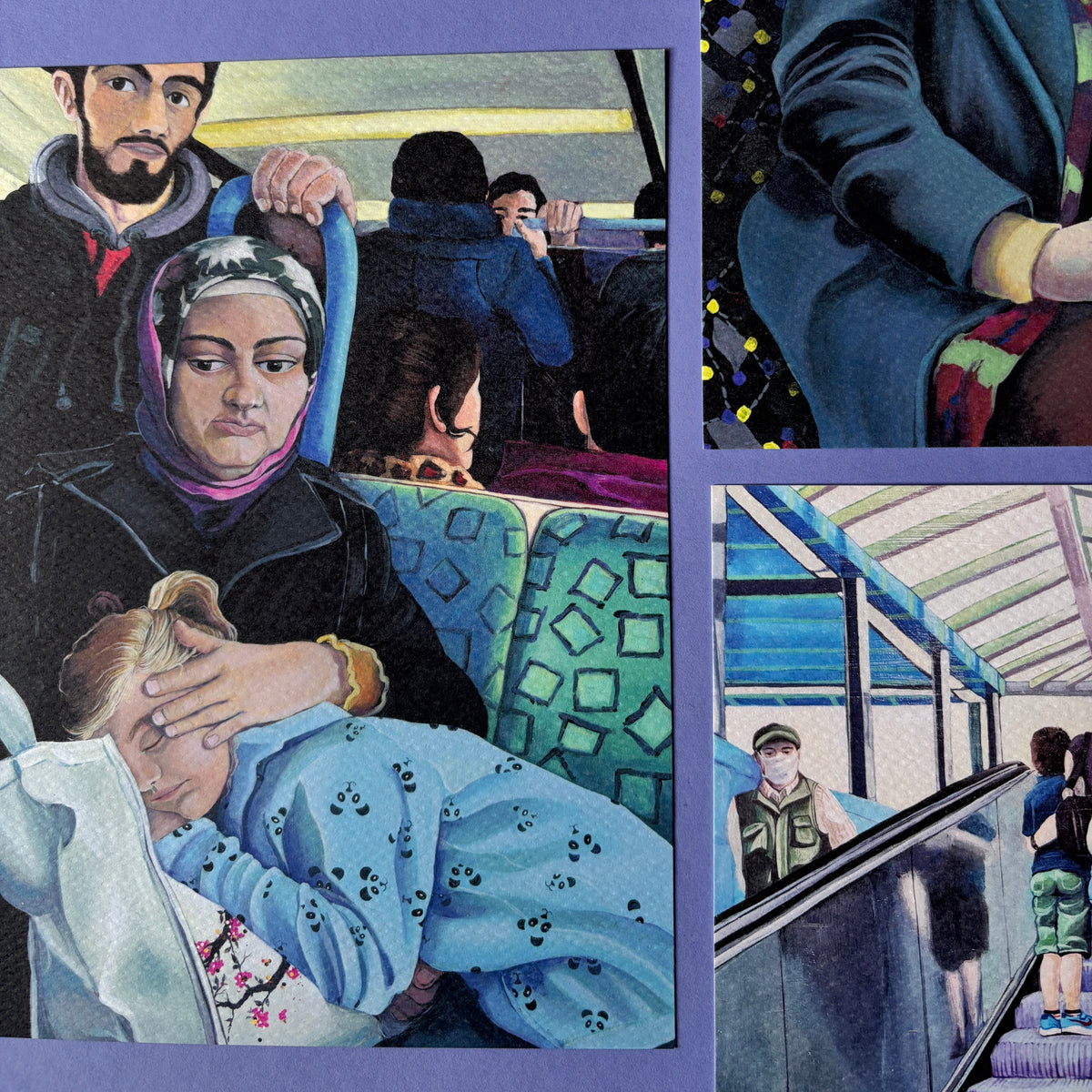 Kunstdruck einer Berliner U-Bahn Szene aus dem Originalgemälde „Mutter und Tochter“. Neben anderen Kunstdrucken
