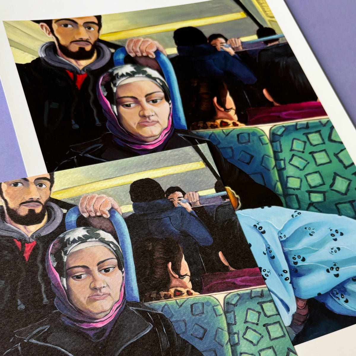 Mutter & Tochter A5 Kunstdruck liegt auf das A3 Format. Nahaufnahme