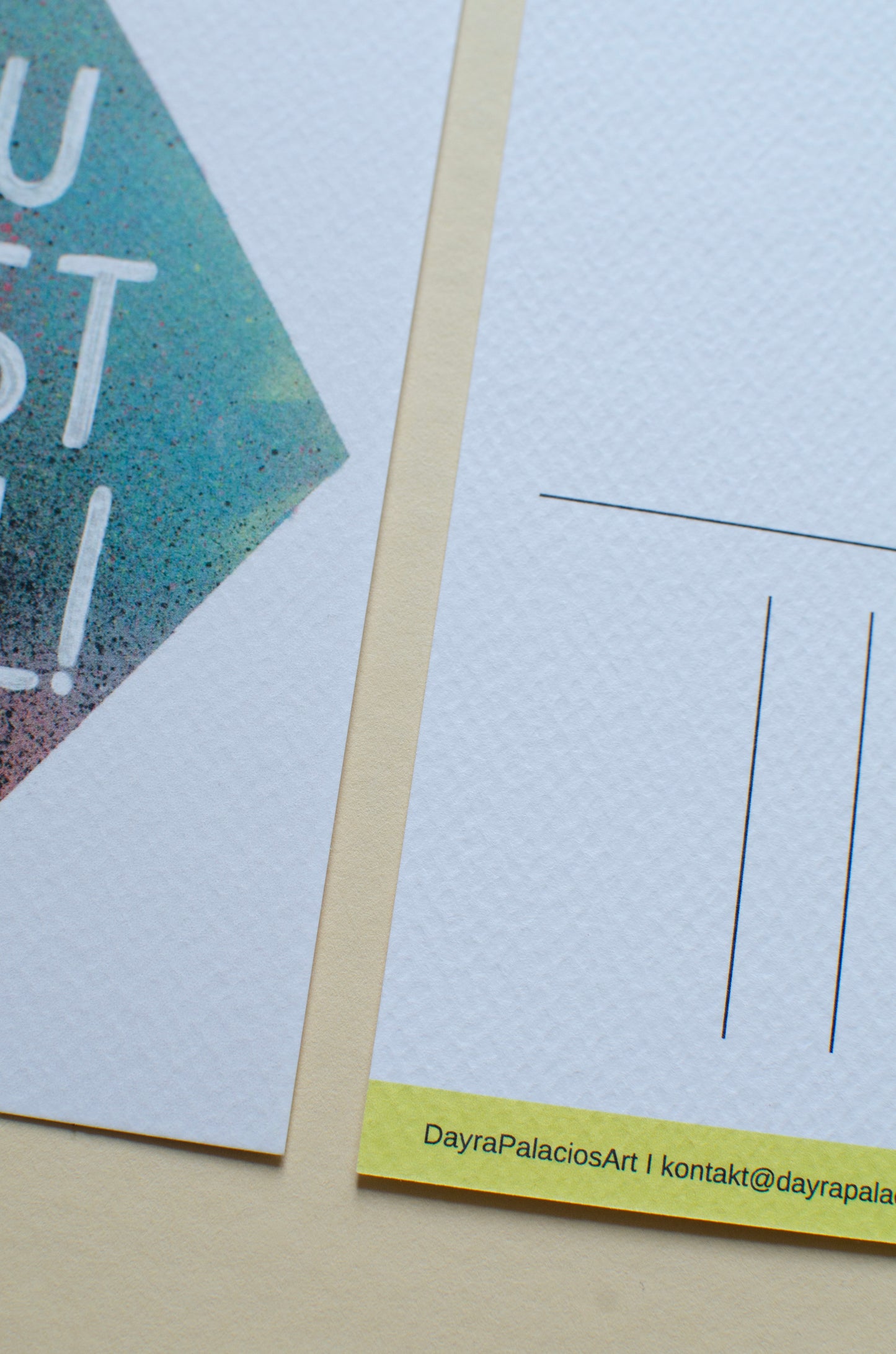Kunstpostkarte, mit Aufschrift - Du bist geil! - bunter Hintergrund
