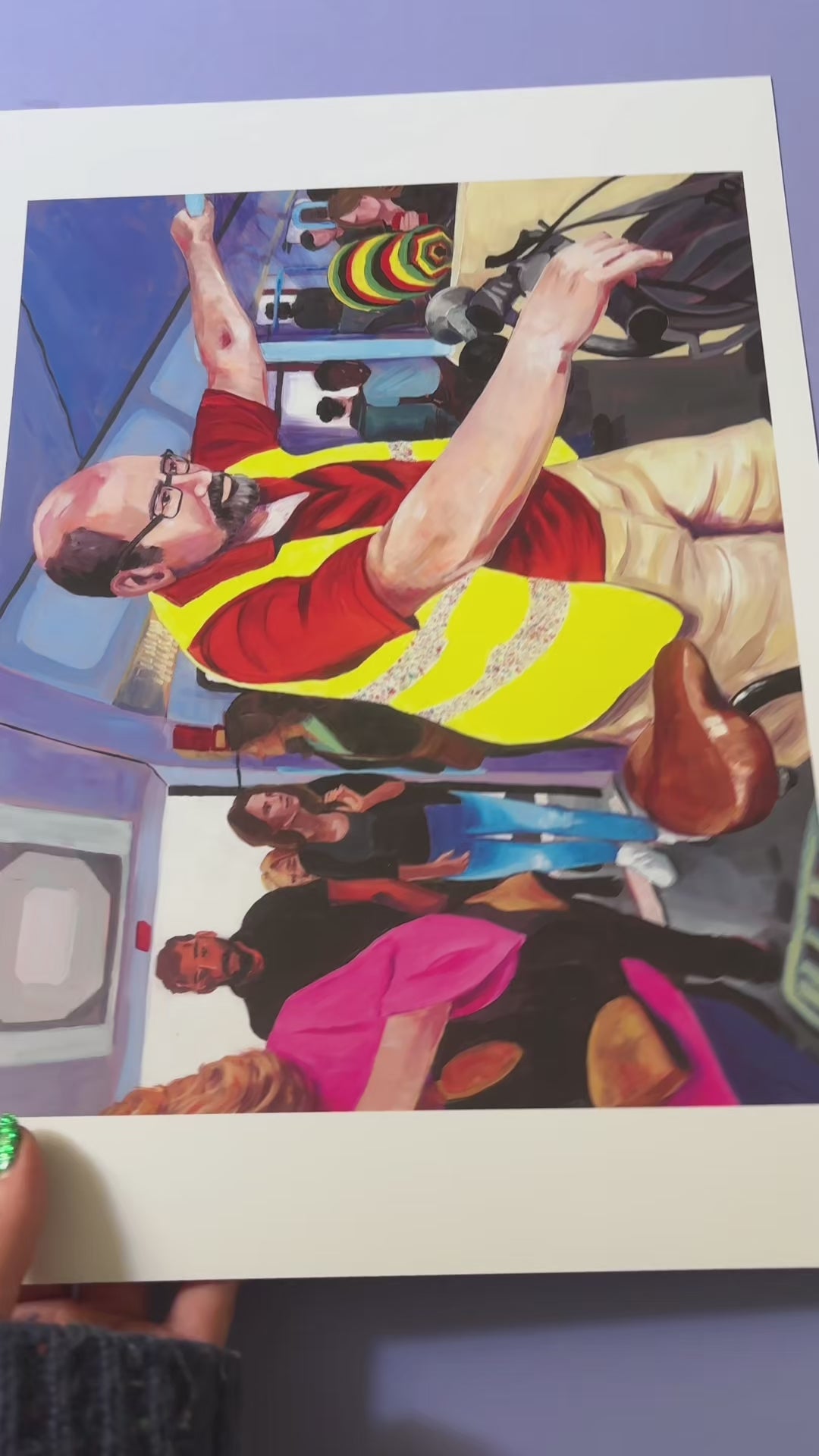 Kunstdruck einer Person mit gelber Warnweste in der Berliner S-Bahn.
_Video